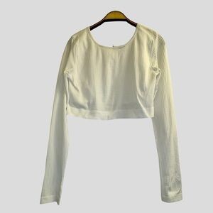 Lululemon Women Cropped Top 12 White Long Sleeves Ribbed